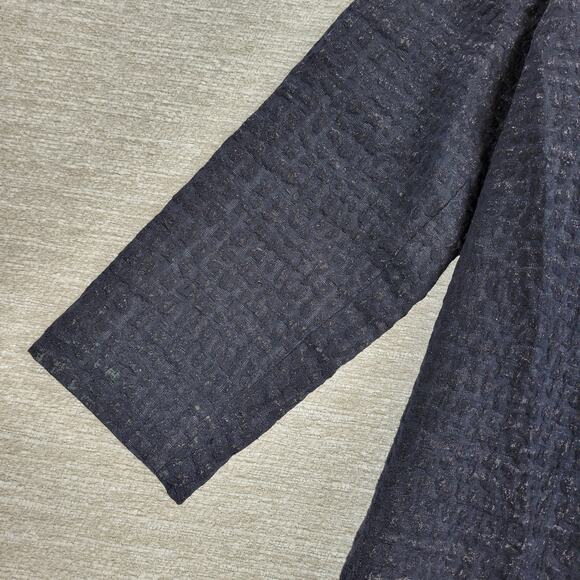 Chicos Jacquard Jacket Womens XL Smoke Gray Textured Long Line Open Front Draped - Picture 14 of 14